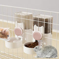 kathson Rabbit Gravity Auto Feeder Set 35oz Hanging Automatic Food Water Dispenser Cage Automatic Feeder Set for Rabbit Chinchilla Guinea Pig Hedgehog Ferret Kitty Puppy (Pink) - color: Pink