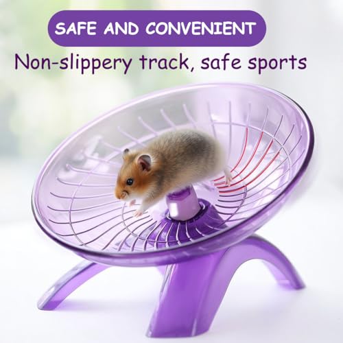 POPETPOP Silent Hamster Running Wheel 7.08 Inch Exercise Saucer with Low Noise and Smooth Edges for Small Pets Like Hamsters Gerbils Hedgehogs - color: Violet