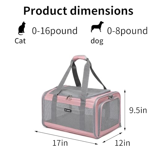 Airline Approved Pet Carrier for Cats and Small Dogs, Breathable and Collapsible Design, Portable Travel Bag for Bearded Dragon, Puppies Animal Hangbag, Rabbit Cage (Pink, Small) - color: pink
