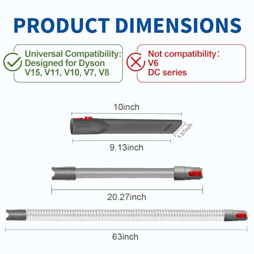 Extension Hose and Crevice Tool Compatible with Dyson V7 V8 V10 V15 Cleaner | Flexible Extension Hose Mattress Tool Stiff Brush Soft Bristle and Flexible Crevice Tool for Home Cleaning - color: Extension Hose and Crevice Tool