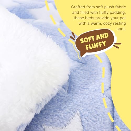 Guinea Pig Bed, 2 Pack (12x10 Inch) Soft Plush Small Animal Bed Mat, Washable Bedding Blanket Sleeping Warm Pad for Bunny, Rat, Ferret, Chinchilla - color: Light Blue