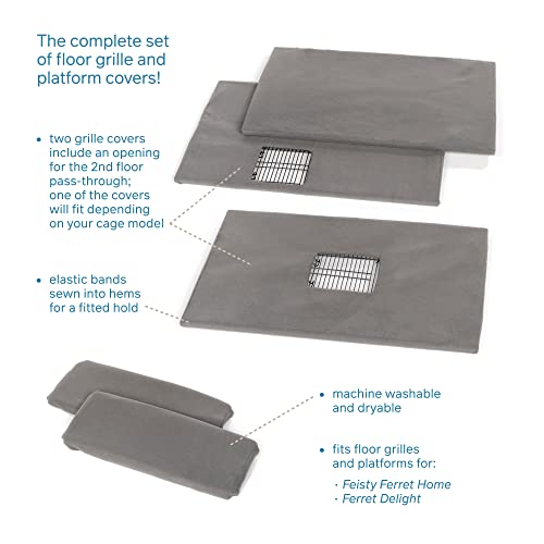 Prevue Pet Products Ferret Cage Plush Fitted Grille and Platform Cover Set, Gray, 30.0" L x 20.0" W x 0.5" Th