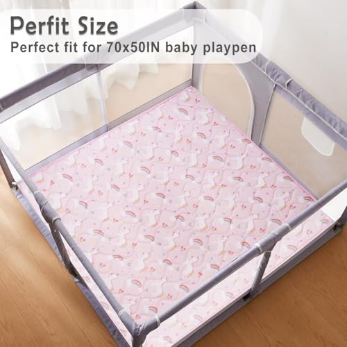 Viviland Baby Play Mats for Floor, Thicken Playmat for Baby and Toddlers Infants, 71" x 59" Playpen Mat, Non-Slip & Machine Washable - Pink Unicorn - color: Pink Unicorn, size: 71" X 59"