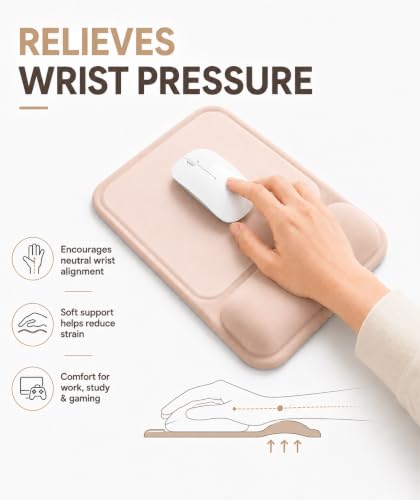 Ergonomic Mouse Pad with Wrist Rest, Gel Mousepad with Soft Wrist Support, Non-Slip PU Base, Smooth Surface Mouse Pad for Wrist Pain Relief, Computer Laptop Office Home & Gaming (Nude Apricot) - color: Nude Apricot