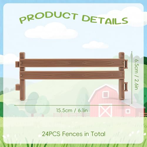 24PCS Farm Ranch Animal Fence Corral Toys for Kids Age 3-5 5-7 4-8 Years Olds Boys Girls, Educational Farm Animal Cake Toppers for Toddlers 3 4 5 6 7 8 9 10 - style: Thick Brown 24PCS
