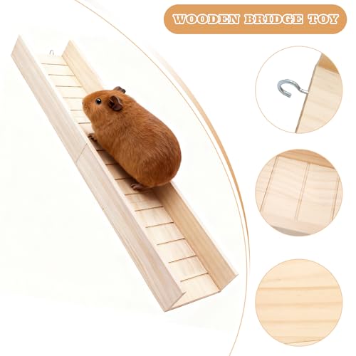 Wooden Guinea Pig Ramp for Cage, Hamster Ladder Toys, Bridge Cage Accessories for Guinea Pig, Hamster, Rats, Chinchillas, Squirrels - size: 31.1*6.69*2.7 Inches