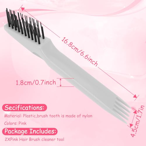 Yaomiao 2 Pcs Hair Brush Cleaner Tool 2-in-1, Pink and Gray Hairbrush Cleaner for Removing Hair Dust, Mini Comb for Removing Dirt, Home Salon Use - color: Pink, Gray