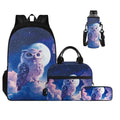Stand Owl Backpack for School Girls 3rd Grade Boys Bookbag with Lunch Box Water Bottle Holder and Pen Pencil Case 4 PCS Lightweight Back Packs with Compartment for Kids/Toddler - color: Stand Owl