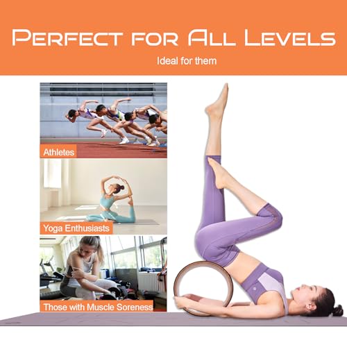 High Density PU Rubber Yoga Wheel for Stretching and Flexibility to Help Back Aches and Tension, Tear, Flexible Roller Designed, Extend Premium Back Roller - color: Wood grain inner ring