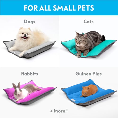 Paw Inspired Snuggle Bunny Bolster Bed, Gray/Pink, 17x17 Inch | Reversible Flop Mat, Ultra-Soft Fleece Bedding with Padded Sides for Rabbits, Cats, Dogs, Small Pets and Animals - color: Gray/Pink