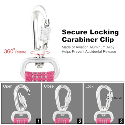 Plutus Pet Heavy Duty Dog Leash with Lockable Aluminum Carabiner, 6 FT Long | Double-Sided Reflective Nylon, Padded Handle, Heavy Duty, for Puppy Small Medium and Large Dogs (Pink, 4/5" x 6') - color: Pink, size: 4/5" x 6'