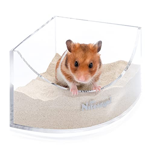 Niteangel Small Animal Sand-Bath Box - Acrylic Critter's Sand Bath Shower Room & Digging Sand Container for Hamsters Mice Lemming Gerbils or Other Small Pets (Fan-Shaped, Transparent) - color: Transparent, size: Fan-Shaped