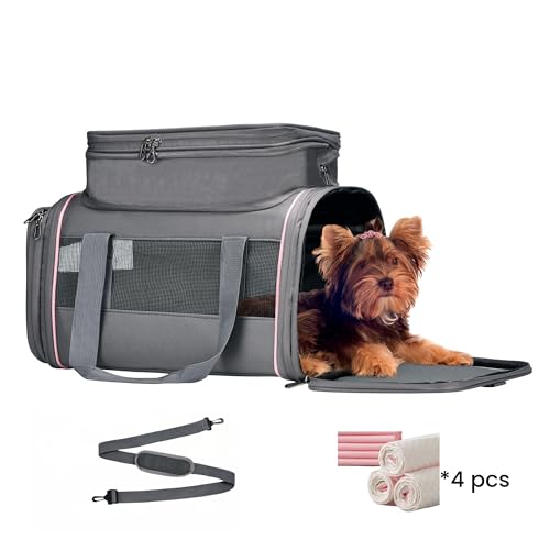 Airline Approved Pet Carrier - Soft-Sided Dog & Cat Travel Bag with Expandable Space and Safe Design (Grey) - color: grey