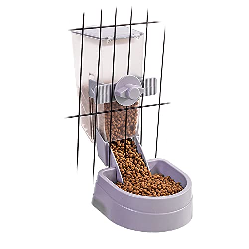 Oncpcare 1L Rabbit Cage Automatic Feeder Food Dish Small Animal Bin Feeder with Lid for Bunny Cat Ferret Chinchilla Guinea Pig - color: Purple