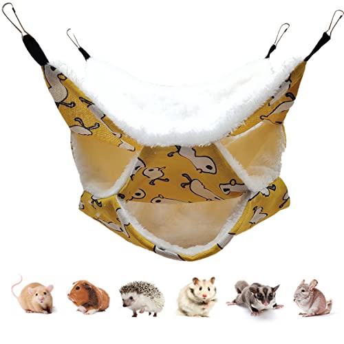 LEFTSTARER Triple-Layer Sugar Glider Hammock, Small Pet Cage Hammock, Sugar Glider Cage Accessories Hamster Bedding Small Animals Bed for Chinchilla Parrot Ferrets Rat Playing Sleeping (Yellow Duck) - color: Yellow Duck