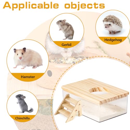 Hamster Sand Bath Box Container, Hamster Bath Sand Gerbil Sand Bath Hamster Dust Bath, Hamster Litter Box Chinchilla Dust Bath Hamster Accessories (Small Rectangle) - size: Small Rectangle