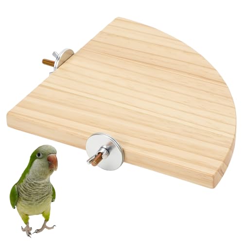 6.7 Inch Fan-Shaped Perch Bird Platform, Natural Wood Flat Perches for Bird Cages, Parrot Perch Corner Stand, Small Parrot Stand Animal Cage Accessories for Hamsters Gerbils