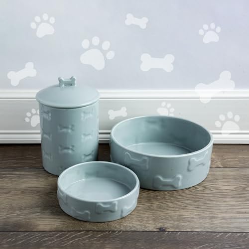 Ceramic Dog Bowl, Blue, Small | Durable Food and Water Dish | Stylish Manor Design | Easy-Clean, Dishwasher Safe - color: Blue, size: Small