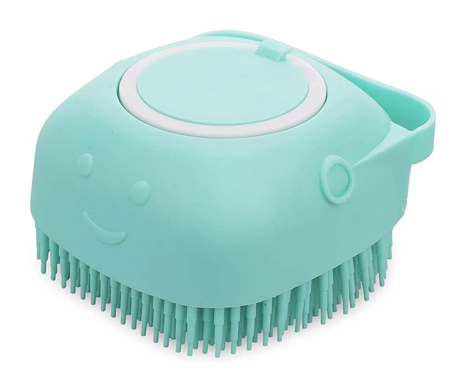 Pet Bath Massage Brush Puppy Dog Cat Grooming Cleaning Soft (Blue) | Grooming Cleaning Soft (Blue)