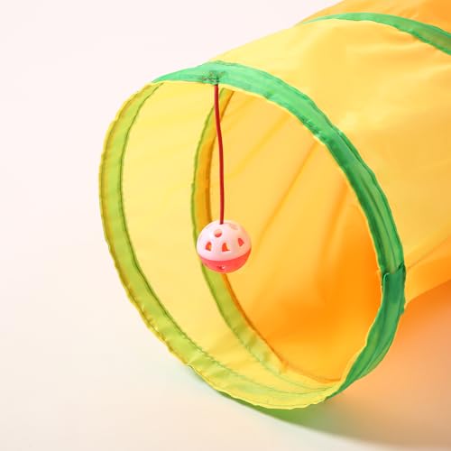 Pet Cat Tunnel, 3 Way Tunnels for Indoor Cats, Collapsible Pet Tunnel for Kitten, Puppy, Rabbit, 25cm-Wide Tunnels, Durable & Breathable, with Peek Hole Toy Ball - color: Angled 3-way Junction Tunnel & Rainbow
