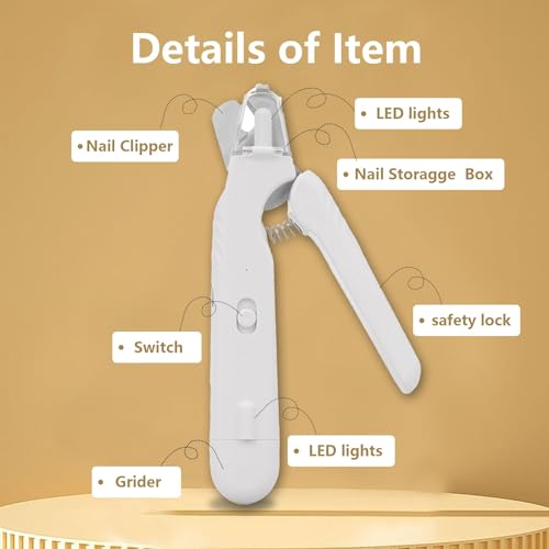 2 in 1 Pet Nail Clippers and Grinder with 2 Led Lights for Dogs Cats Birds Hamster Nail Claw Trimmer Rechargeable Low Noise Dog Nail Clippers and Grinder Quick Sensor