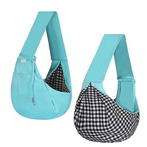FDJASGY Small Pet Sling Carrier-Hands Free Reversible Pet Papoose Bag Tote Bag with a Pocket Safety Belt Dog Cat for Outdoor Travel Paleturquoise - color: Paleturquoise