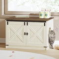 Hzuaneri Cat Litter Box Enclosure, Hidden Litter Box Furniture with Divider | Wooden Cat Cabinet with Removable Dividers, Reversible Entrance Left or Right Side, Cat Washroom, Rustic White Brown CB84614X - color: Rustic White and Brown, size: 31.5"L x 21.