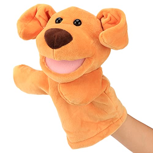 Easfan Puppy Hand Puppet with Movable Mouth Plush Dog Toy Gifts for Kids | Role play preschool teaching, cute dog stuffed animal, creativity imagination, Easter Christmas birthday holiday gift - style: Dog-Yellow