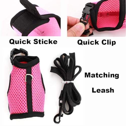 Pink Rabbit Harness and Leash Set Ferret Harness Bunny Vest, S | Quick-release, Breathable, Escape Proof, Suit For 1-2 Months Rabbit Ferret Guinea Pig Small Animals - color: Pink, size: S