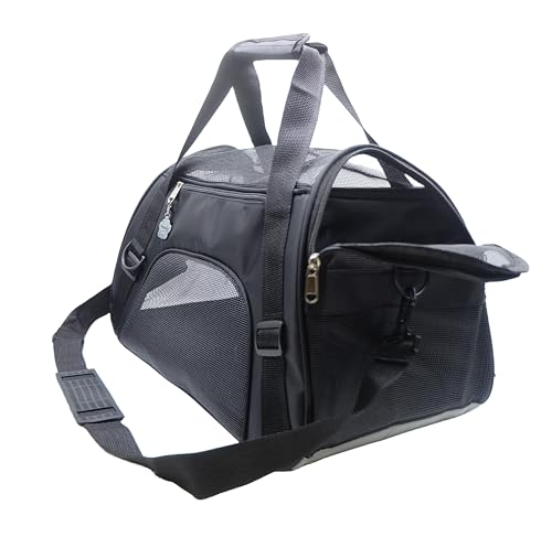 ZaneSun Cat Carrier,Soft-Sided Pet Travel Carrier for Cats,Dogs Puppy Comfort Portable Foldable Pet Bag Airline Approved (Medium-Black) - color: Medium-Black