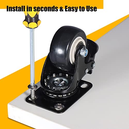 QNCZ 2" Caster Wheels, Casters Set of 4 Heavy Duty but Silent, Excellent Locking Casters with Polyurethane (PU) Wheels, Swivel Plate Castor Wheels for Cart, Furniture, Workbench | Easy to Install, Efficient operation, convenient braking,Silent, Floor frie