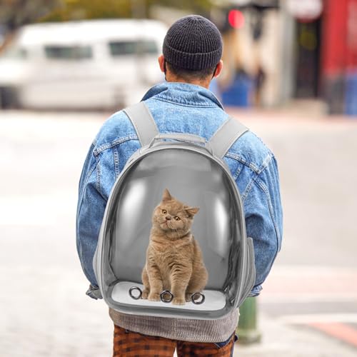Cat Carrier Backpack, Pet Carrier Backpack Front Pack for Small Medium Cat Puppy Dog Carrier Backpack Bag Space Capsule, Airline-Approved Pet Carrier for Travel Hiking Walking Camping (Grey) - color: Grey