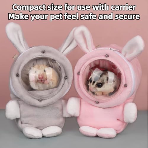 Sugar Glider Bonding Pouch Bonding Pouch Carry for Rat Syrian Hamster Hedgehog Small Pocket Pets, Gerbil Travel Bag Cute Bunny-Shaped Outing Bag with Large Transparent Window (Pink,Large) - color: Pink, size: 3.9"L x 3.2"W x 7.1"H