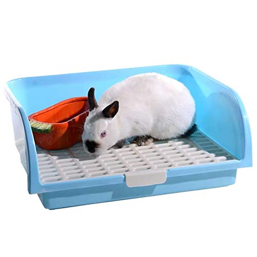 Hamiledyi Large Rabbit Litter Box Corner Bedding Box Chinchilla Toilet Trainer Square Potty Pet Pan for Adult Guinea Pig, Galesaur.Ferret and Other Animals Blue - color: BLUE