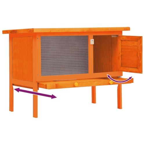 vidaXL Outdoor Rabbit Hutch Small Animal House Pet Cage 1 Layer Wood | Made from solid pine wood and plywood, Easy to clean thanks to a removable bottom tray,