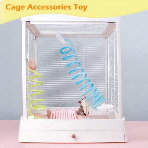 Wooden Rat Climbing Toys, Natural Pet Rat Cage Accessories Climbing Ladder (M) & 2Pcs Sugar Glider Toys, Elastic Sugar Glider Climbing Ropes, Hanging Toys Sugar Glider Cage Accessories