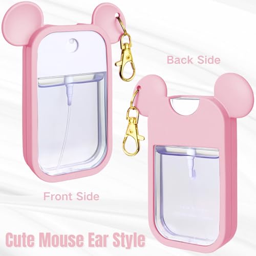 Mouse Design Silicone Case Compatible with Touchland Hand Sanitizer Spray 1 fl oz, Silicone Protective Case Holder with Keychain for Power Mist and Glow Mist, Pink - color: Pink
