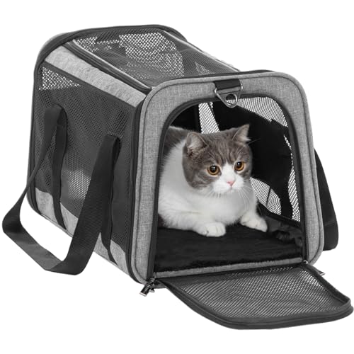 Petsfit Cat Carrier Dog Carriers Airline Approved, 18 x 11 x 11 Soft-Sided Pet Carrier, 3 Carrying Ways, Lightweight, Breathable, Escape Proof, with Adjustable Shoulder Strap and Soft Cushion - color: Z-Gray, size: 18.0"L x 11.0"W x 11.0"H