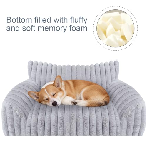 Cute Dog Couch for Medium Large Dogs,Dog Cat Couch Sofa,Dog Bed,L,Grey | Dog Couch Bed with Removable Washable Cover,Cute Fluffy Pet Sofa Cat Couch Bed,Washable Dog Bed Medium Large Size Dog - color: Grey, size: Large(36x27x10")