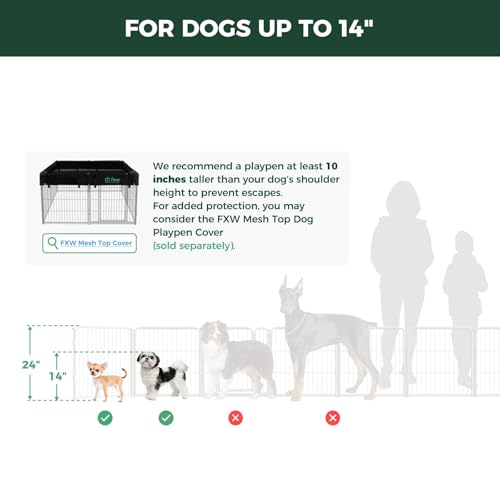 FXW Homeplus Indoor Dog Playpen, 24" H, 8 Panels, for Puppies & Small Dogs | Stress-free play, Heavy-duty, Semi-open design, Easy setup, Threshold-free gate, Expandable, Patented - color: White, size: 24"H