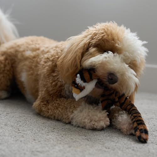 SPOT Skinneeez Jungle Cat 14 Inch Stuffing-Free Plush Squeaky Dog Toy – Soft Interactive Chew Toy for Small and Medium Dogs – Mess-Free Play for Light & Moderate Chewers - style: Mini Jungle Cat