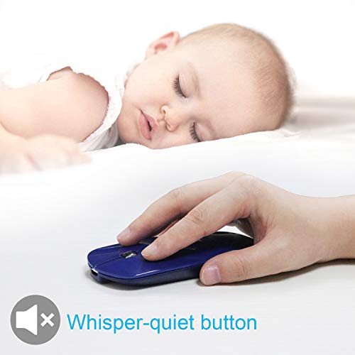 FENIFOX Wireless Bluetooth Mouse, Slim Travel Silent Rechargeable Blue | Flat, Portable, Whisper Quiet, 3 Buttons Design , 2400 DPI Precision for iPad Laptop MacBook Tablet iPhone - color: Blue