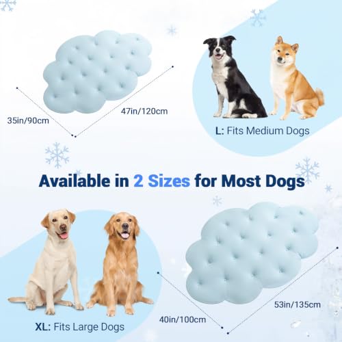 Q-Max>0.5 Dog Cooling Mat (Cool&Warm), 47''×35'', L, Cloud Sky Blue | Double-Sided Self-Cooling Mat for Dog, Pet Cool Pads for Summer, Crate, Kennel, Machine Washable, Cat Cool Bed, Non-Gel - color: Cloud-Sky Blue, size: L