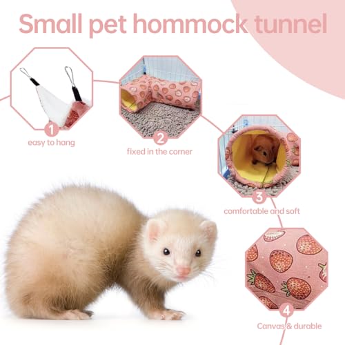 Rat Ferret Hammock Toys Cage Accessories, Guinea Pig Hideout Tunnel, Warm Bed for Rat Ferret Guinea Pig Sleep Hide and Play (3.Right Angle Tunnel) - color: 3.Right angle tunnel