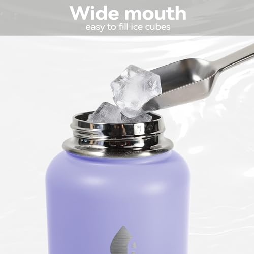32oz Insulated Stainless Steel Water Bottle with Straw Lid Lager Capacity - color: purtple