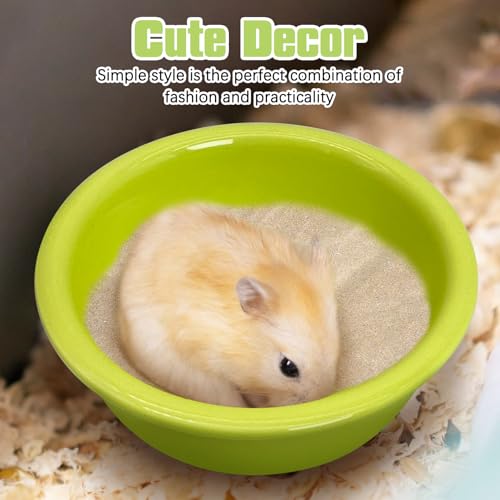 kathson Hamster Sand Bath Box Ceramic Small Animals Shower Bathtub Gerbil Litter Box Mice Bathroom Syrian Hamster Digging Sand Container Cage Accessories for Lemmings (Apple Green) - color: apple Green