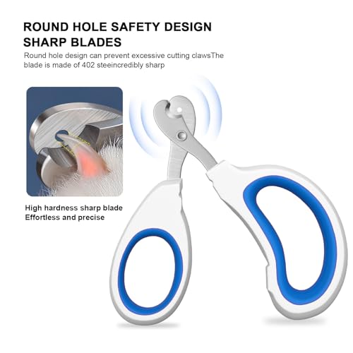 Aogeili Cat Claw Nail Clippers, Beginner Friendly Safety Trimmer, Pet Grooming Essentials Accessories with Stainless Steel Non Slip Handle for Kitten Puppy Rabbit Small Pets - color: blue