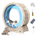 35.9" Cat Exercise Wheel, Quiet Treadmill with Removable Carpet | 33.9" runway, 50 lb structural capacity, TPE low-noise rollers, under 6 mm anti-pinch gap, safety lock and removable carpet - color: WOOD, size: 35.9"