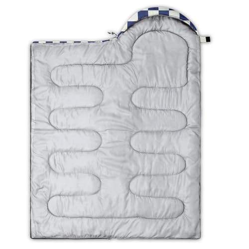 Sleeping Bags for Adults and Kids Backpacking Camping Sleeping Bags for Girls and Boys Lightweight Waterproof Cold/Warm Sleeping Bag for All Season - color: Purple and White Check