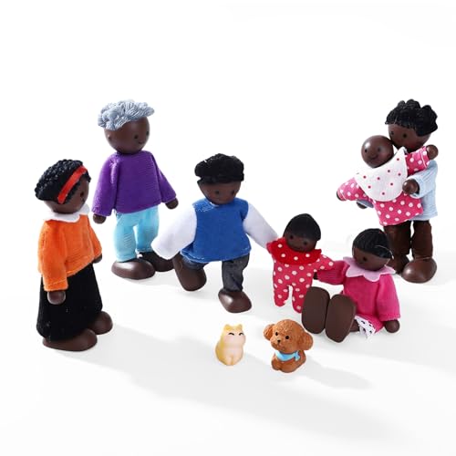 ONEST 10 Pieces Wooden Dollhouse Family Set Mini People Figures Sets Dollhouse Dolls Wooden Doll Family Pretend Play Figures Accessories for Pretend Doll House - style: Harmony Style